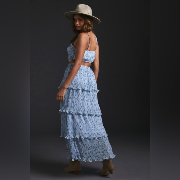 ✨ Set! Anthropologie Top & Tiered Skirt Set Sz L - Picture 3 of 4